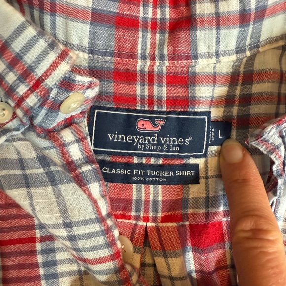 Men's Red Plaid Shirt Vineyard Vines Large - Picture 2 of 8
